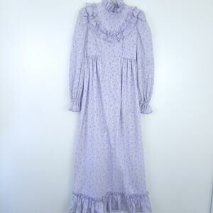 Handmade Prairie Dress Purple Floral Cottage Core XS/Small Long Sleeve Women